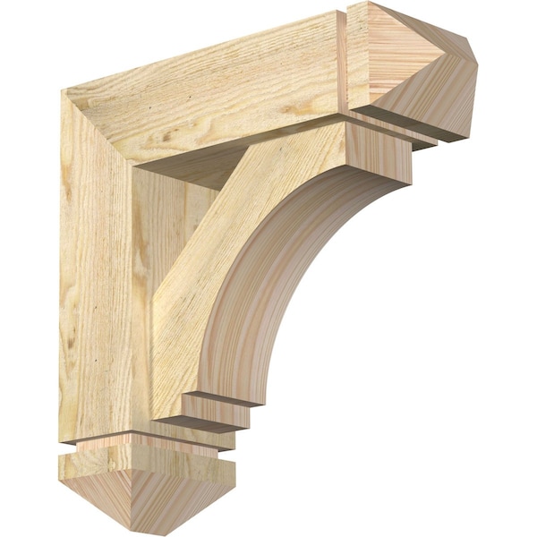 Ekena Millwork Imperial Arts and Crafts Rough Sawn Bracket w/ Offset Brace, Douglas Fir, 6"W x 18"D x 18"H BKT0604X18X18IMP03RDF - main